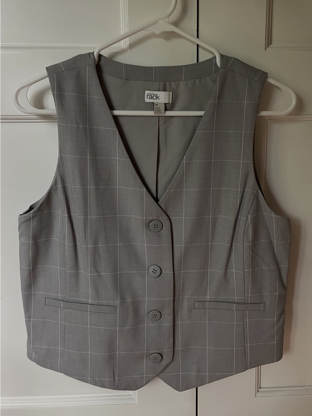Nordstrom Rack Gray Windowpane Button-Front Vest - Picture 2 of 8
